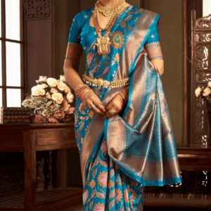 Embracing Traditions in Wedding Silk Celebrations(Blue)