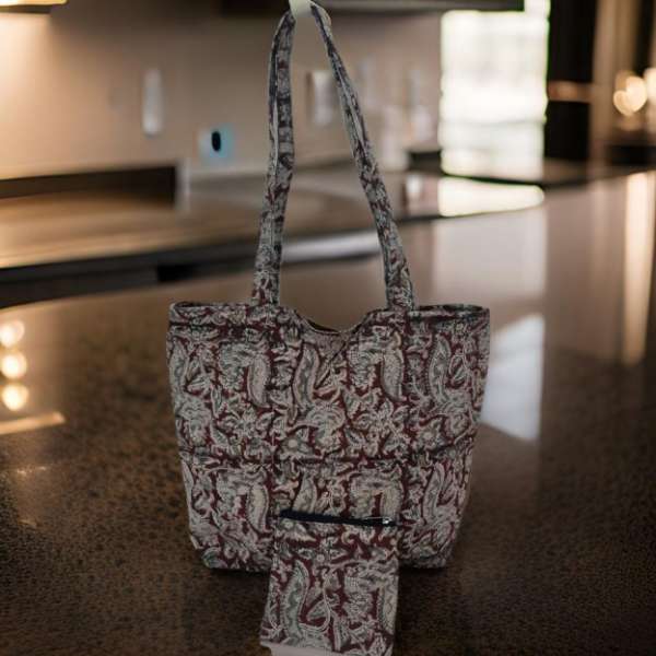 Kalamkari Nirvana Tote Bag With Pouch-shgeshop