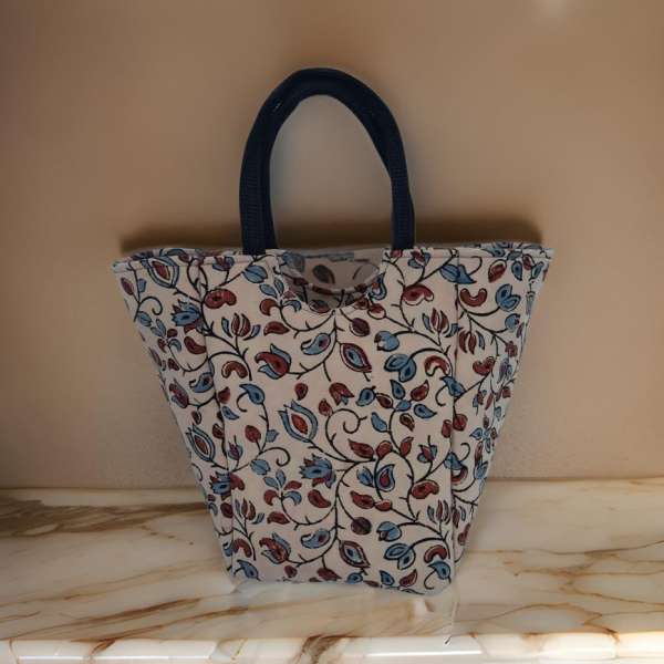 Elegant Floral Kalamkari Tote Bag-shgeshop