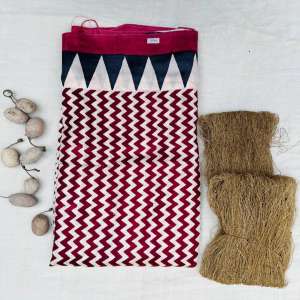 Pure Kosa Hand Printed Saree (Maroon) - shgeshop