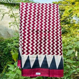 Pure Kosa Hand Printed Saree (Maroon) - shgeshop