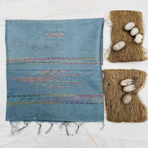 Kosa Silk Saree Grey - shgeshop