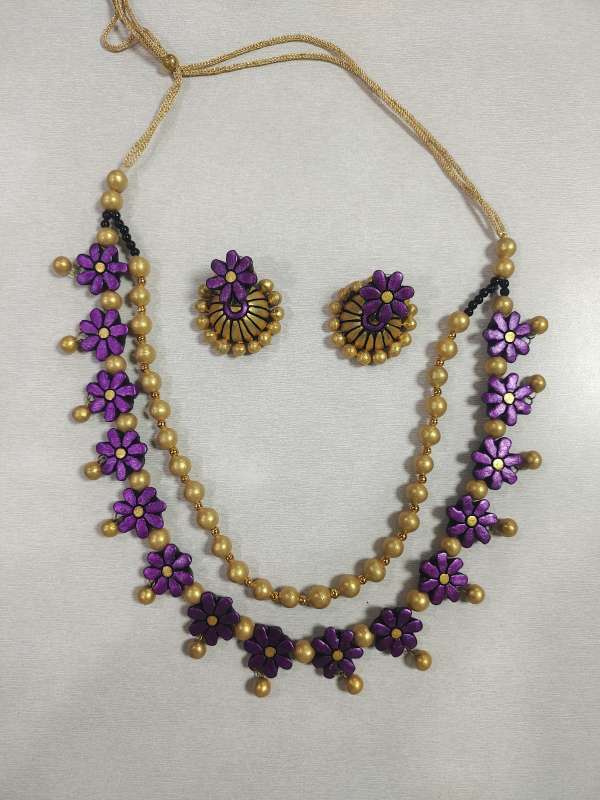 urja mahila bachat gat violet and golden jewelery set scaled